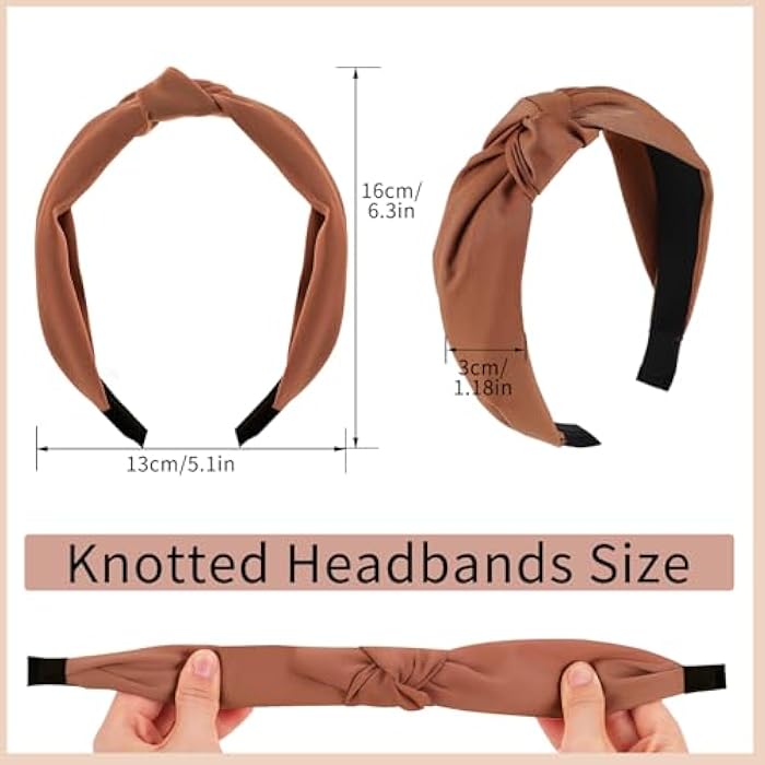 obeoby 8Pcs Headbands for Women, Fashion Knotted Headband Coffee Series Wide Hairband Hair Accessories Valentine Party Hair Accessories for Women Girls - Image 3